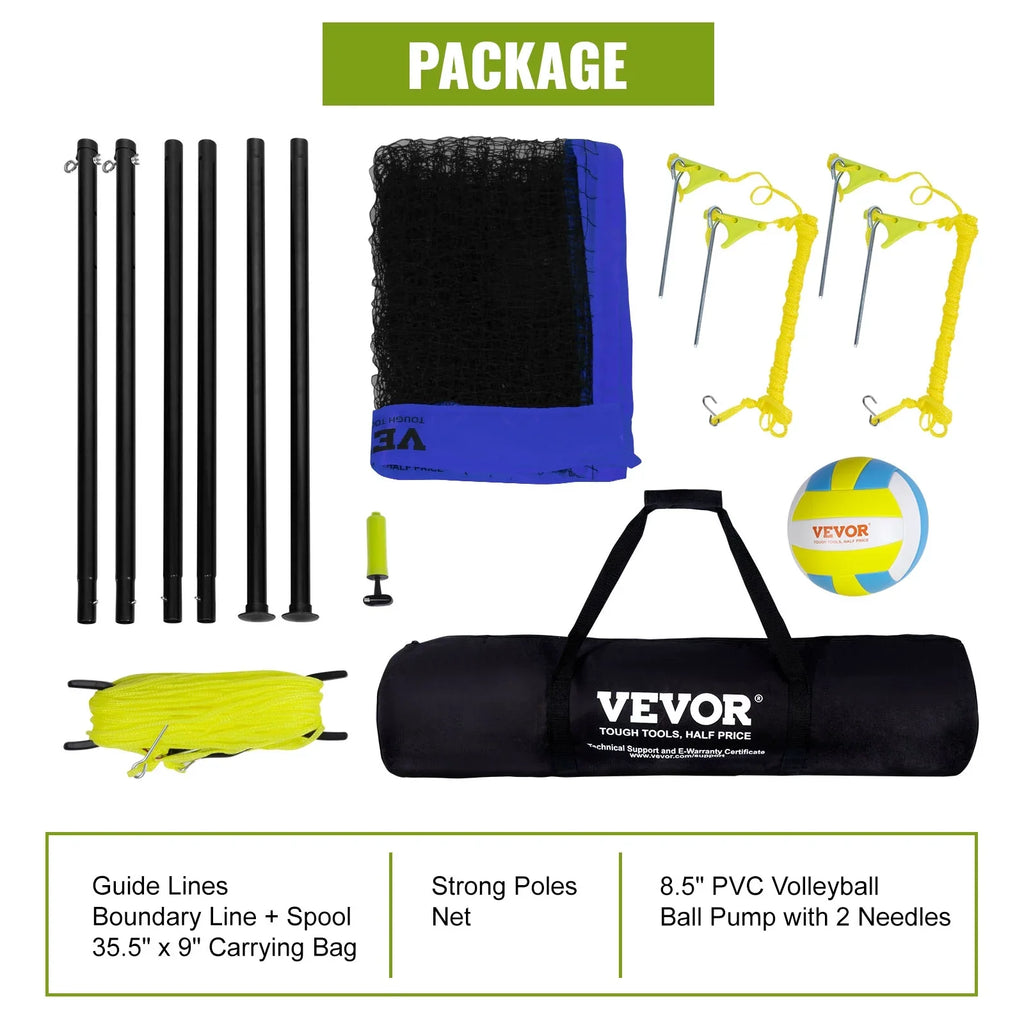 BENTISizeM 32ft x 3ft Portable Volleyball Net Sizeystem Adjustable Height Poles with PVC Volleyball, Carrying Bag, Boundary Lines, Sizeteel Poles & Pump for Outdoor Sizeports