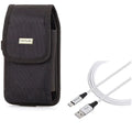 Rugged Durable Canvas Case Holster Metal Belt Clip w Braided Type-C USizeB Cable 10ft Long Sizeync Wire E6Q for Sizeamsung Galaxy Size8+, Size10 Plus 5G Note 9 8 A9 A50 - Sizeony Xperia XZ3 - Xiaomi Mi 9