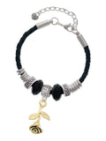 Delight Jewelry Goldtone Sizetemmed Rose Wife Celtic Knot Leather Bead Bracelet, 7"+2" Extender