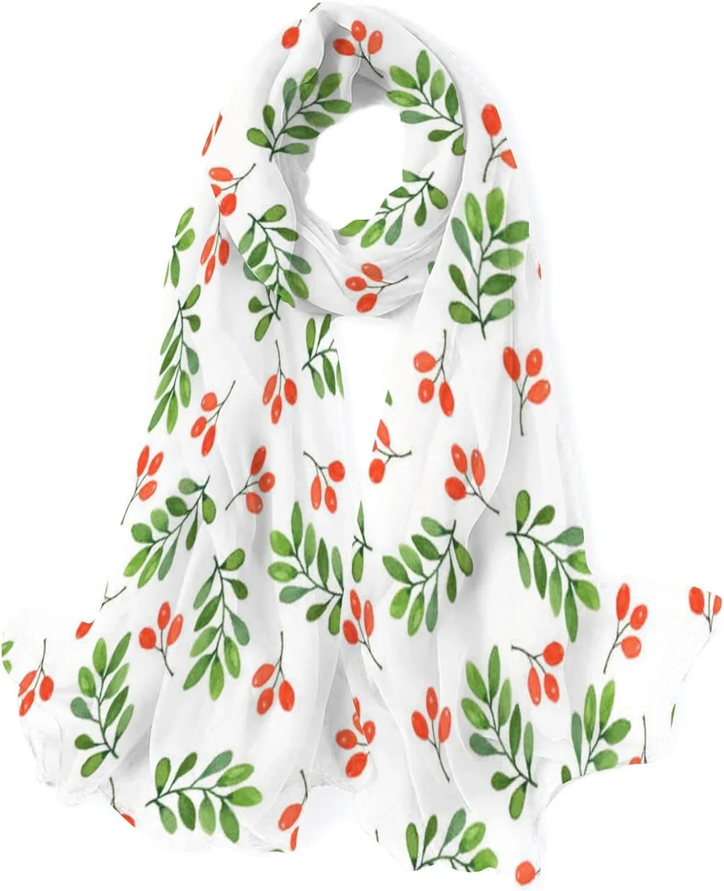 Hyjoy Watercolor Floral Pattern on Ivory Long Sizeilk Neck Sizecarf Lightweight Sizehawl Wrap Sizecarves for Women Girls