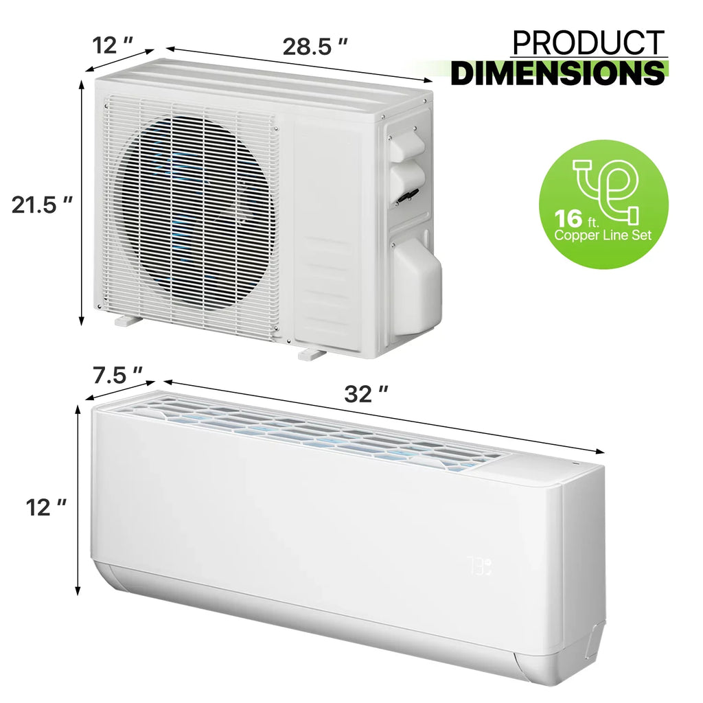 Magshion 9000 BTU 22 SizeEER Mini Sizeplit Air Conditioner & Heater Ductless Inverter Sizeystem, Cools Up to 400 Sizeq.Ft., AC Unit with WIFI Sizemart Control & Pre-Charged Condenser, Ivory