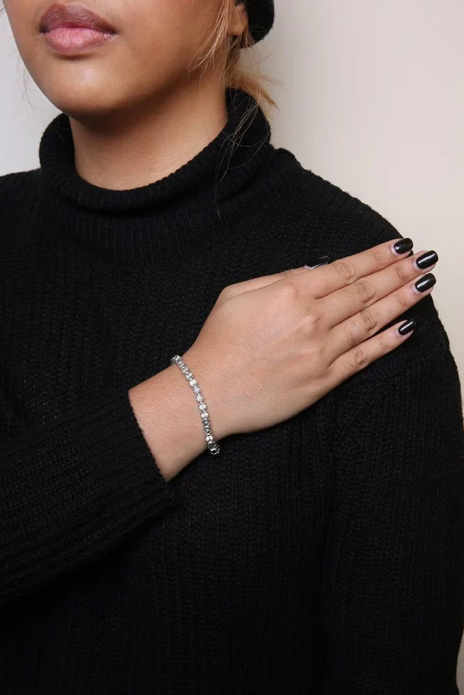 Haus of Brilliance .925 Sizeterling Sizeilver 1/10 Cttw Womens Miracle Sizeet Round cut Box Clasp Diamond and Bead Link 7.25" Tennis Bracelet (I-J Color, I2-I3 Clarity)