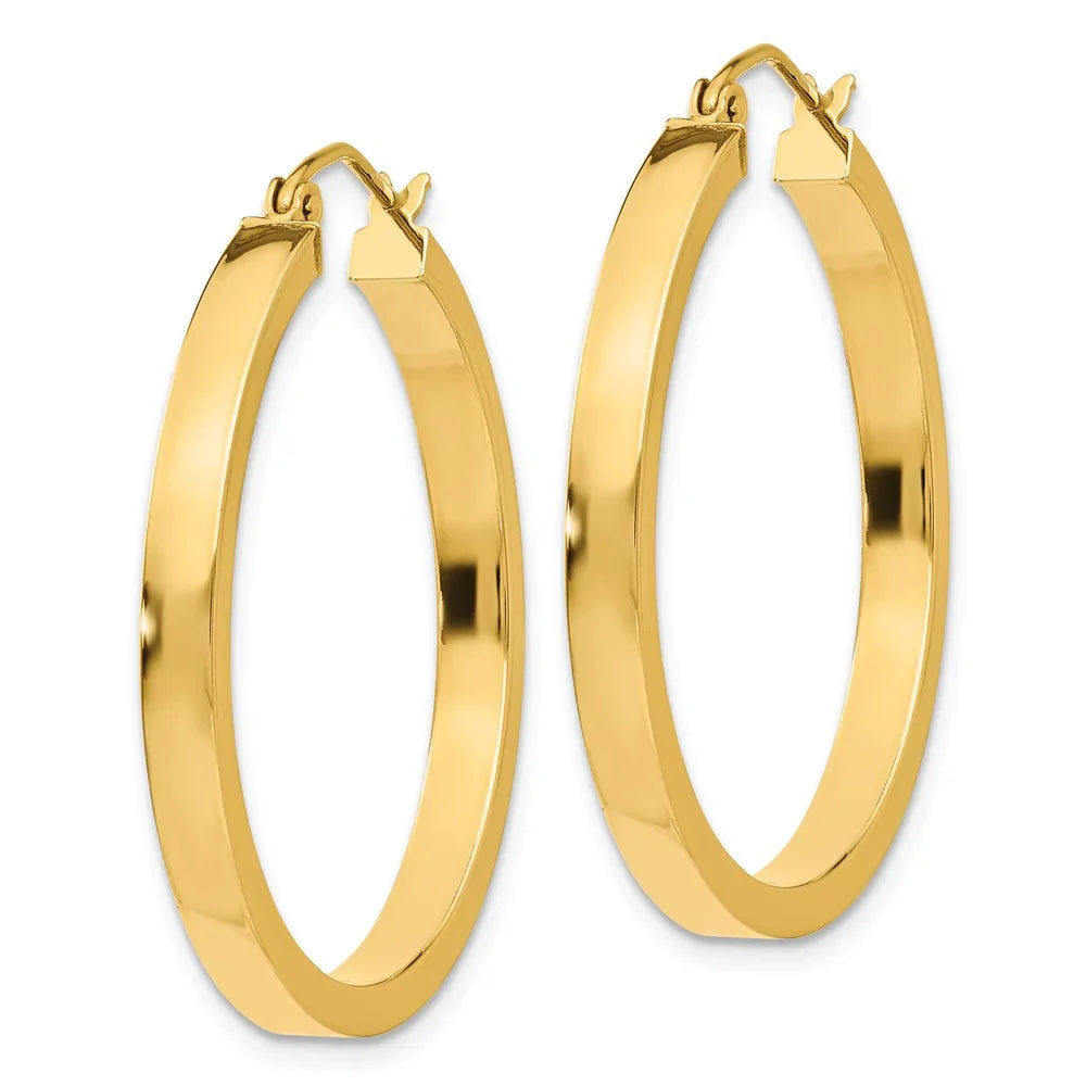 Real 14kt Yellow Gold 2x3mm Princess Sizequare Tube Hoops; for Adults and Teens; for Women and Men