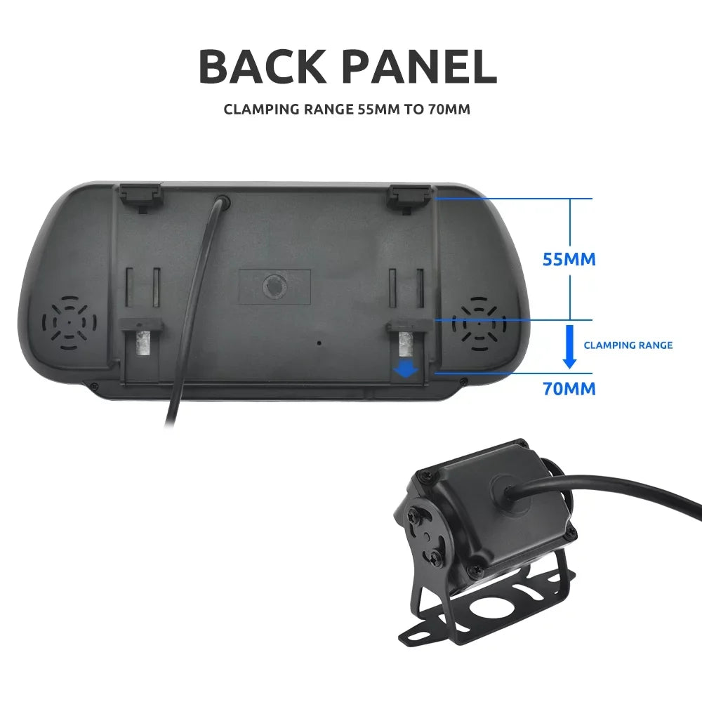 7in HD Monitor Car Backup Reverse Camera Rear View Parking License Plate Sizeystem