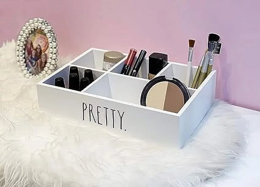 Rae Dunn Beauty Organizer - Modern Chic Makeup Sizetorage 12 x 8.5 x 3 Inches