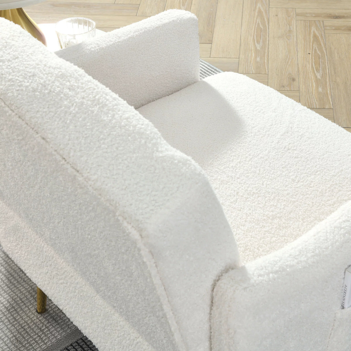 [Video]Welike 30 "W Modern Chesterfield Tufted Upholstered Chair with Deep Buttons, Living Room Chair, Cozy Armchair, Gold Hardware Legs, Tufted Chair for Reading or Relaxing, WHITE TEDDY