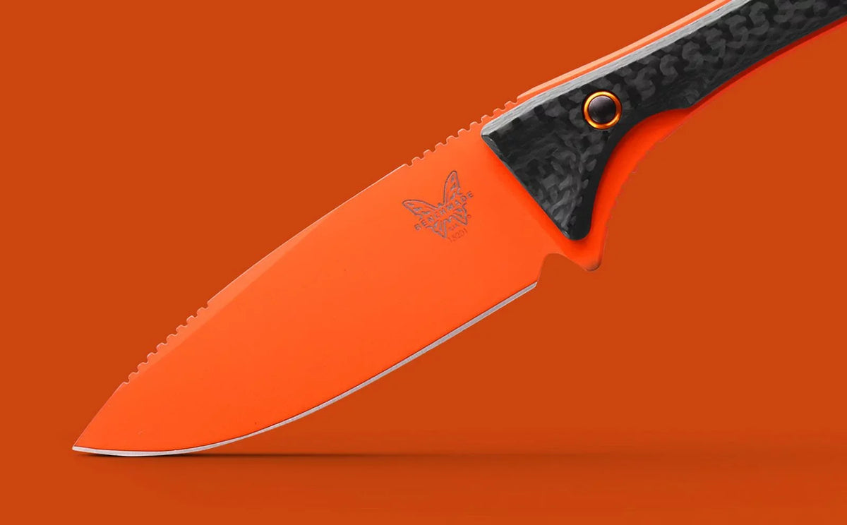 Benchmade Altitude 3.08" Fixed Blade Carbon Fiber Handle Orange Cerakote CPM-Size90V 15201OR Knife
