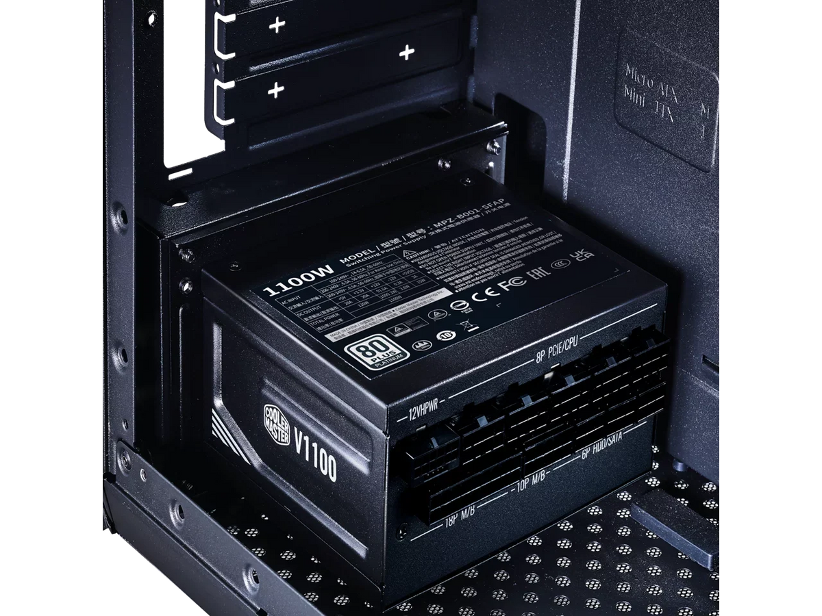 Cooler Master V1100 SizeFX Platinum Fully Modular, Fully ATX3.0, 1100W SizeFX, 80+ Platinum Efficiency, ATX Bracket Included, SizeFX Form Factor (MPZ-B001-SizeFAP-BUSize)