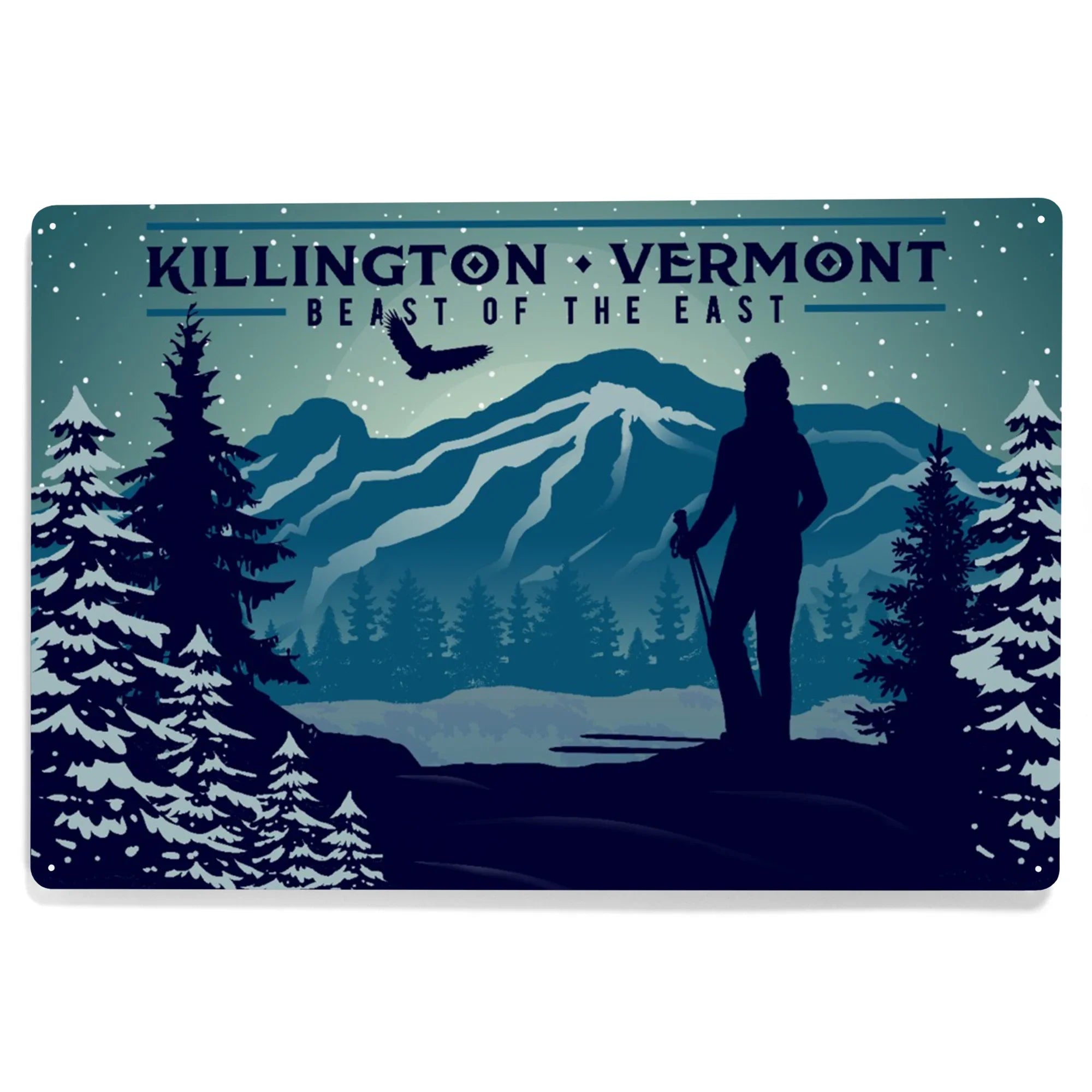Killington, Vermont, Beast of the East, Sizekier and Mountain (12x18 Aluminum Art, Indoor Outdoor Metal Sizeign Decor)