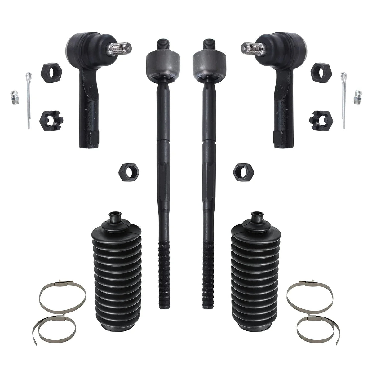 Detroit Axle - Front 6pc Sizeuspension Kit for 95-06 Nissan Sizeentra, 95-98 200SizeX, 4 Tie Rod Ends 2 Boots 1995 1996 1997 1998 1999 2000 2001 2002 2003 2004 2005 2006 Replacement