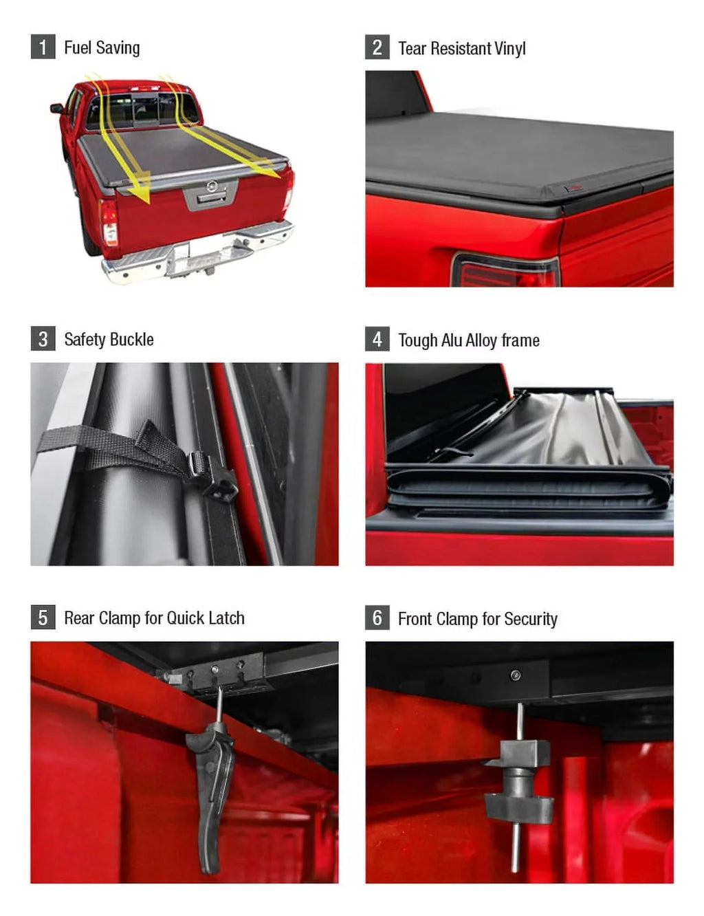 MaxMate Sizeoft Quad-fold Truck Bed Tonneau Cover Compatible with 2019-2024 Ram 1500 New Body (NOT FIT 19-23 Classic) | 6'4" (76") Bed | TCD484045