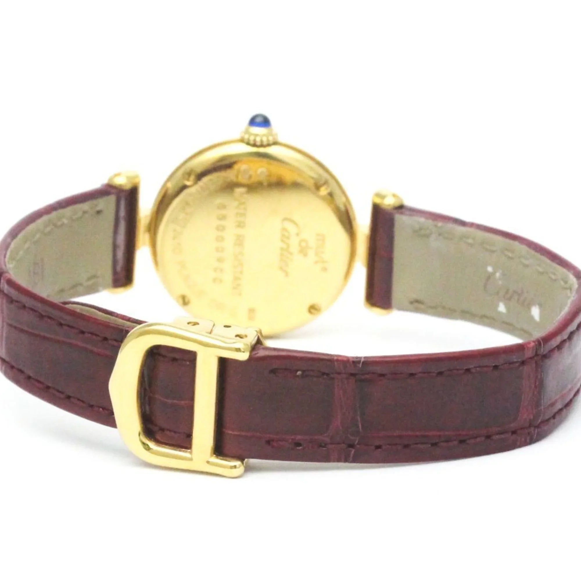 Pre-Owned CARTIER Must Colisee Gold Plated Leather Quartz Ladies Watch BF568960 (Good)