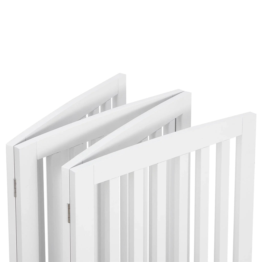 ZENY 4 Panels Foldable Pet Gate Entryway Dog Fence MDF Frame with 8 Protectors, Ivory