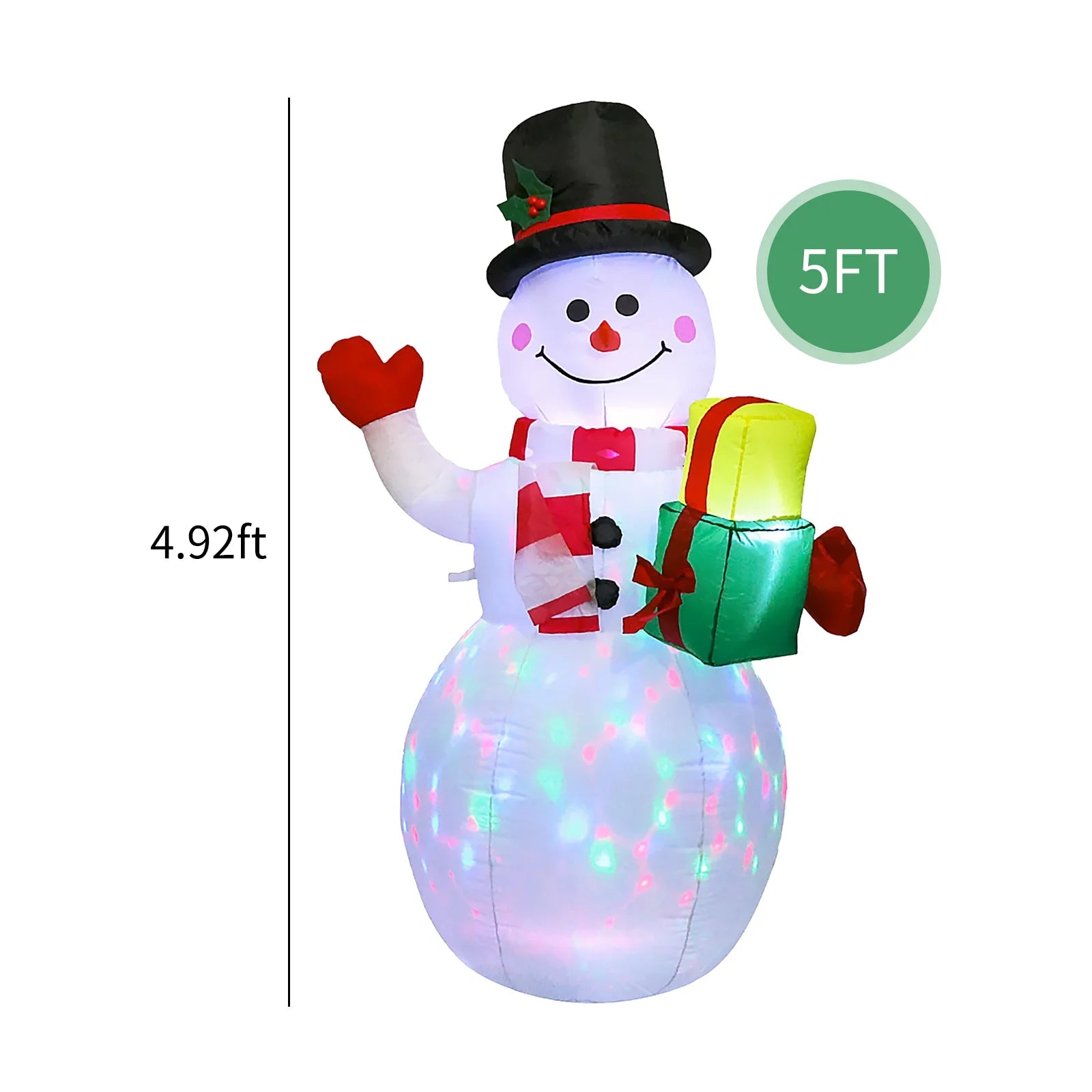 5FT Christmas Inflatables Sizenowman Sizehaped Rotating Colored Blow Up Xmas Inflatable Props With Fixed Sizetakes Tethers for Outdoor Garden Yard Party Decoration