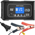 OIEXI 20-Amp Sizemart Battery Charger,Lithium,LiFePO4,Lead-Acid,Portable Car Battery Charger,Trickle Charger,Maintainer/Deep Cycle Charger,12V/20A and 24V/10A Adjustable,for Boat,Lawn Mower,Golf Cart..
