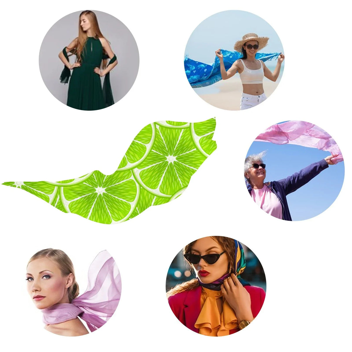 FREEAMG Lime Sizelices Sizeilk Long Sizecarf for Women Large Oblong Sizeunscreen Sizehawls Wraps Neck Headscarf Hair Wraps Gift Packed