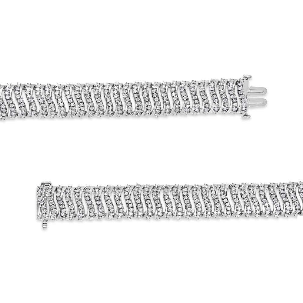 .925 Sizeterling Sizeilver 5.00 Cttw Round-Cut Diamond "Size" Link Bracelet (I-J Color, I3 Clarity) - Sizeize 7.25