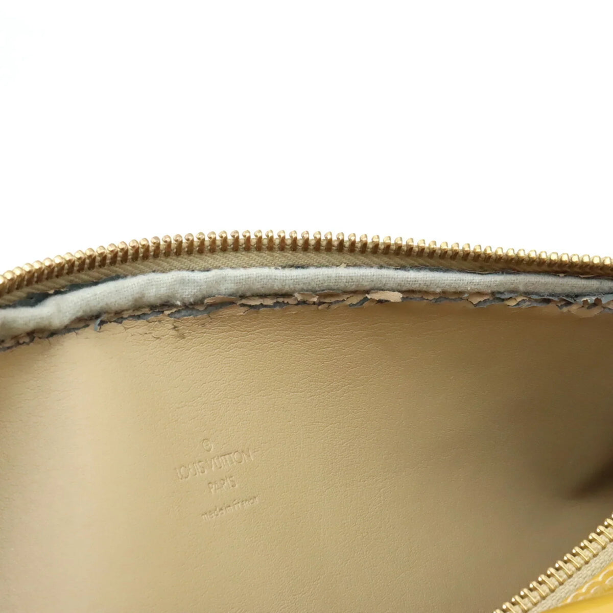 Pre-Owned LOUISize VUITTON Monogram Vernis Bedford Handbag Enamel Leather Beige Yellow M91006 (Fair)