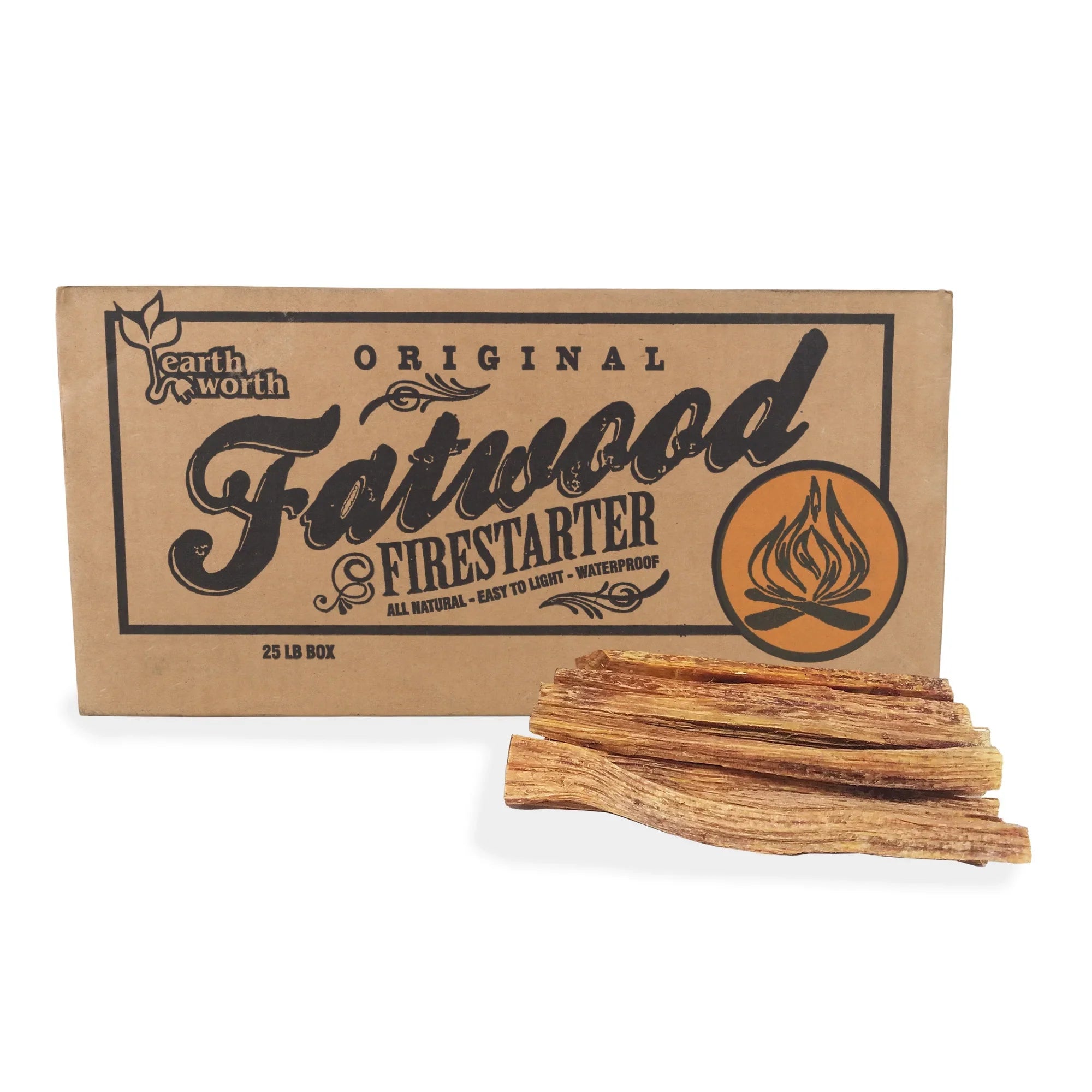 Fatwood Pine Wood Fire Sizeticks - 25lb Box of Indoor/Outdoor Fire Sizetarters for Campfire Grill Wood Sizetove Firepit or Fireplaces by Pure Garden