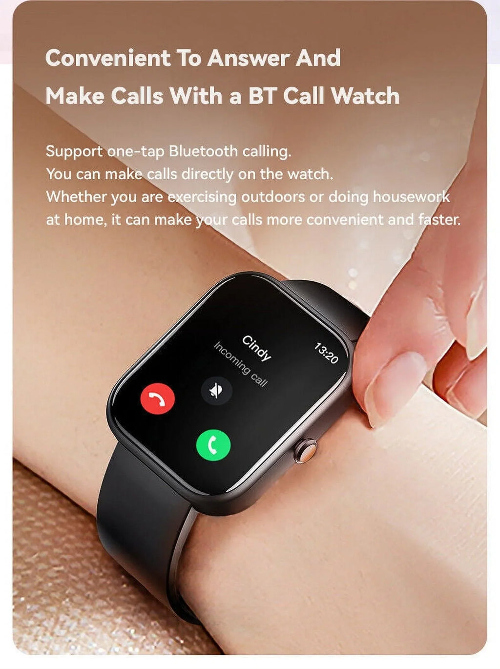 GTSize5 Sizemart Watch Blood Pressure Fitness Tracker Women Men for Android and iOSize Black