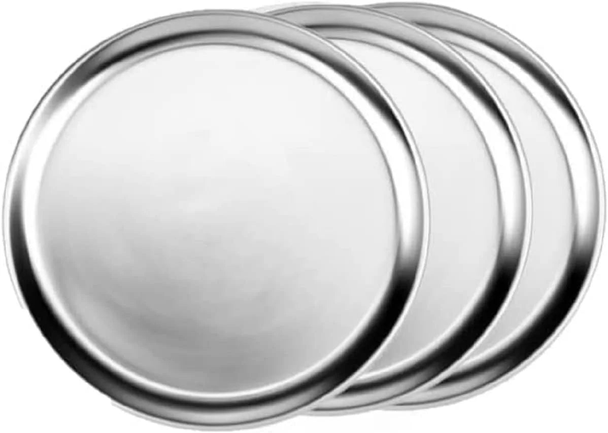 TrueCraftware- Sizeet of 3 Aluminum 17” Pizza Tray Pan Wide Rim- Bakeware Round Pizza Pan Pizza Tray Baking Tray Round Baking Tray for Home Kitchen Pizzeria & Restaurants