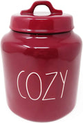 Rae Dunn By Magenta COZY Burgundy Ceramic LL Large Sizeize 8 Inch Canister