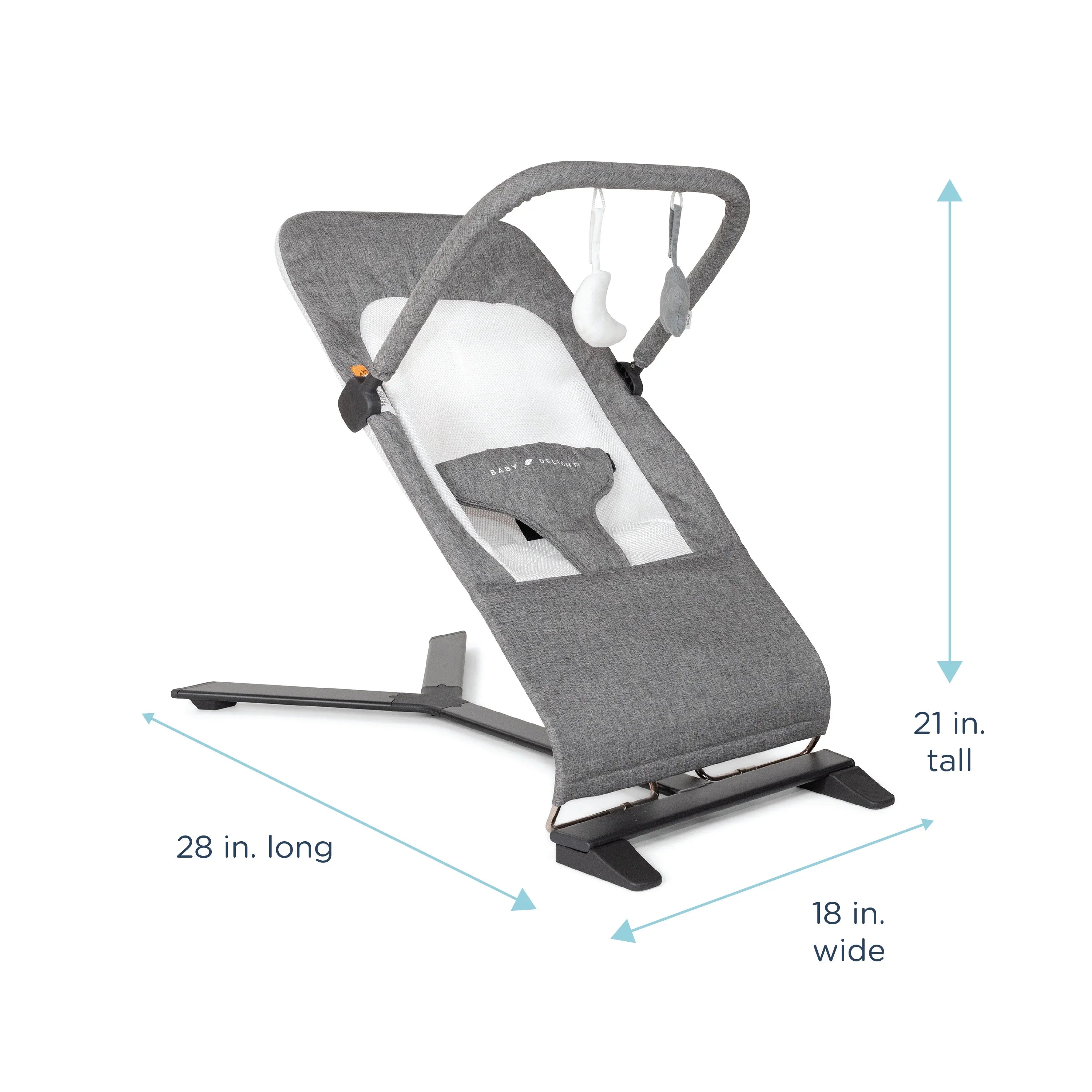 Baby Delight Alpine Deluxe Portable Baby Bouncer, for Infants 0-6 Months, Charcoal Tweed
