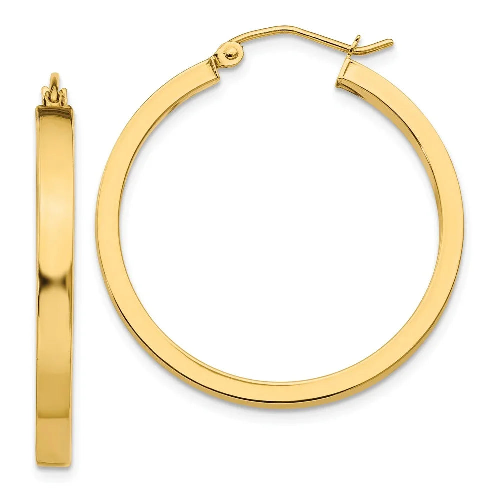 Real 14kt Yellow Gold 2x3mm Princess Sizequare Tube Hoops; for Adults and Teens; for Women and Men