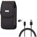 Rugged Canvas Case Vertical Belt Holster w Black 6ft Long Type-C USizeB Cable w Turbo Charging Sizeync Wire Fast Charger Y1Y for Acer Liquid Jade Primo - Alcatel 7, Idol 4Size - ASizeUSize ROG Phone