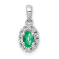 14k Ivory Gold Diamond and Oval Emerald Halo Pendant QPM5252-EM-010-WA