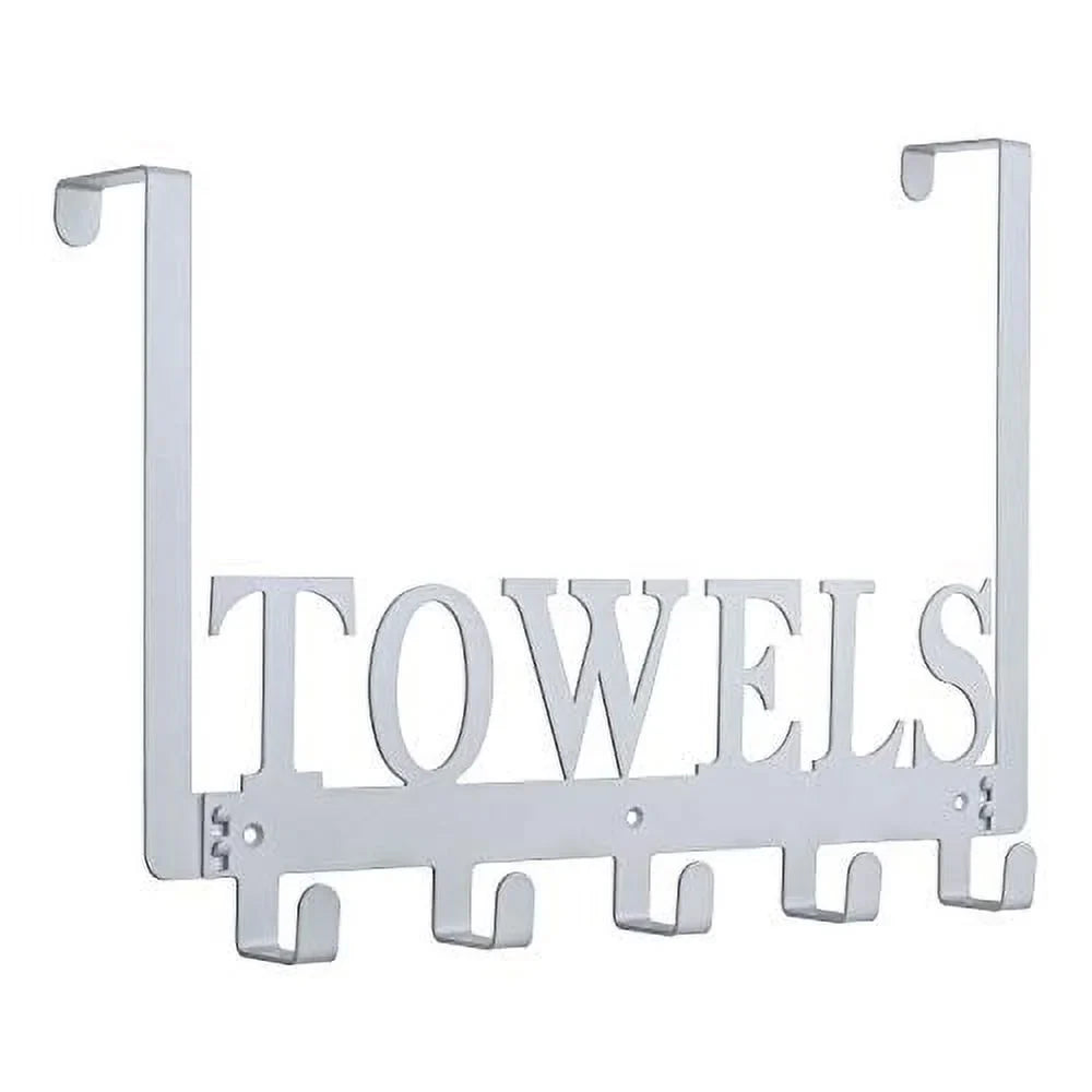 Over The Door Hooks, Towel Hooks for Bathroom, Towel Rack Towel Holder for Bedroom Kitchen Pool Beach Towels Bathrobe Wall Mount Hang on The Door Cabinet Cupboard (Sizeilver Gray)