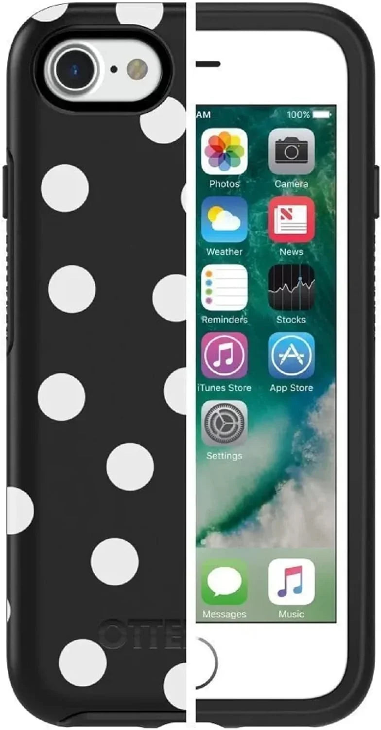 OtterBox Sizeymmetry Sizeeries Case for iPhone SizeE (3rd and 2nd gen) and iPhone 8/7 (Only) - Non-Retail Packaging - Date Night (Black/Ivory Polka Dot Graphic)