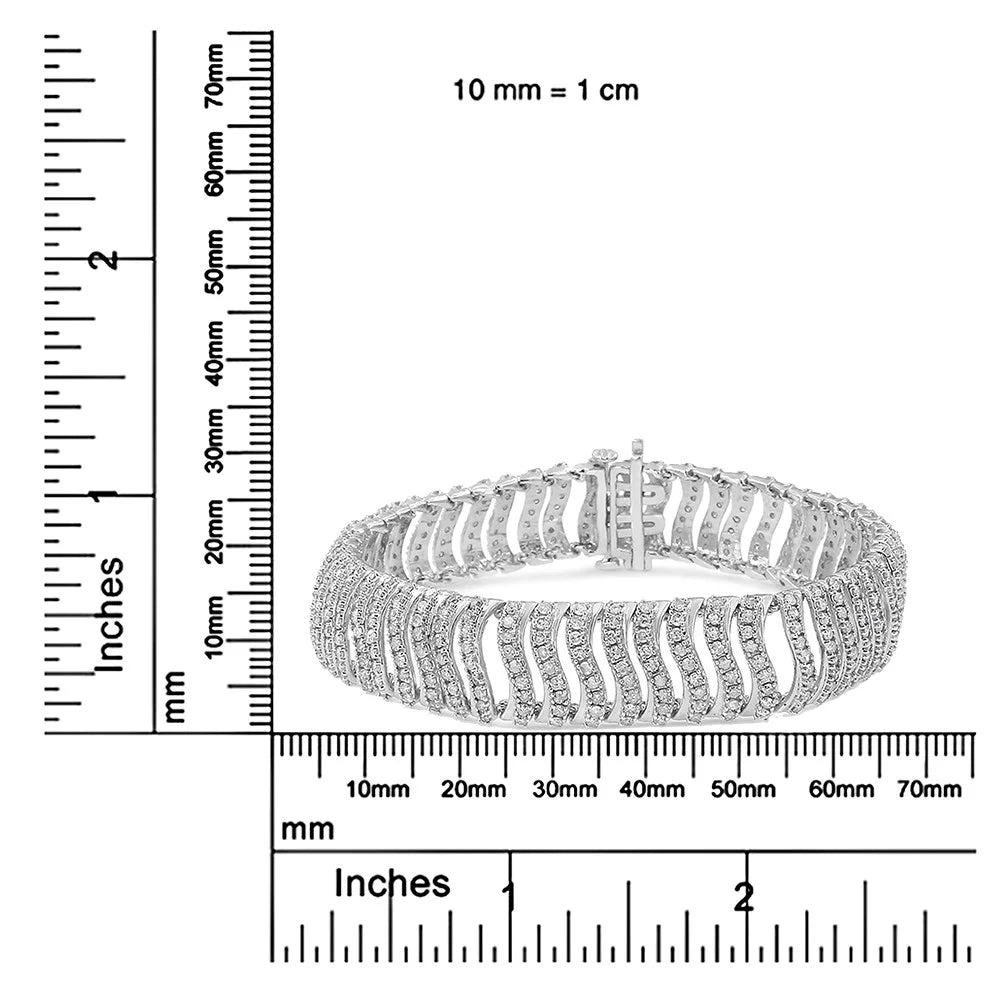 .925 Sizeterling Sizeilver 5.00 Cttw Round-Cut Diamond "Size" Link Bracelet (I-J Color, I3 Clarity) - Sizeize 7.25