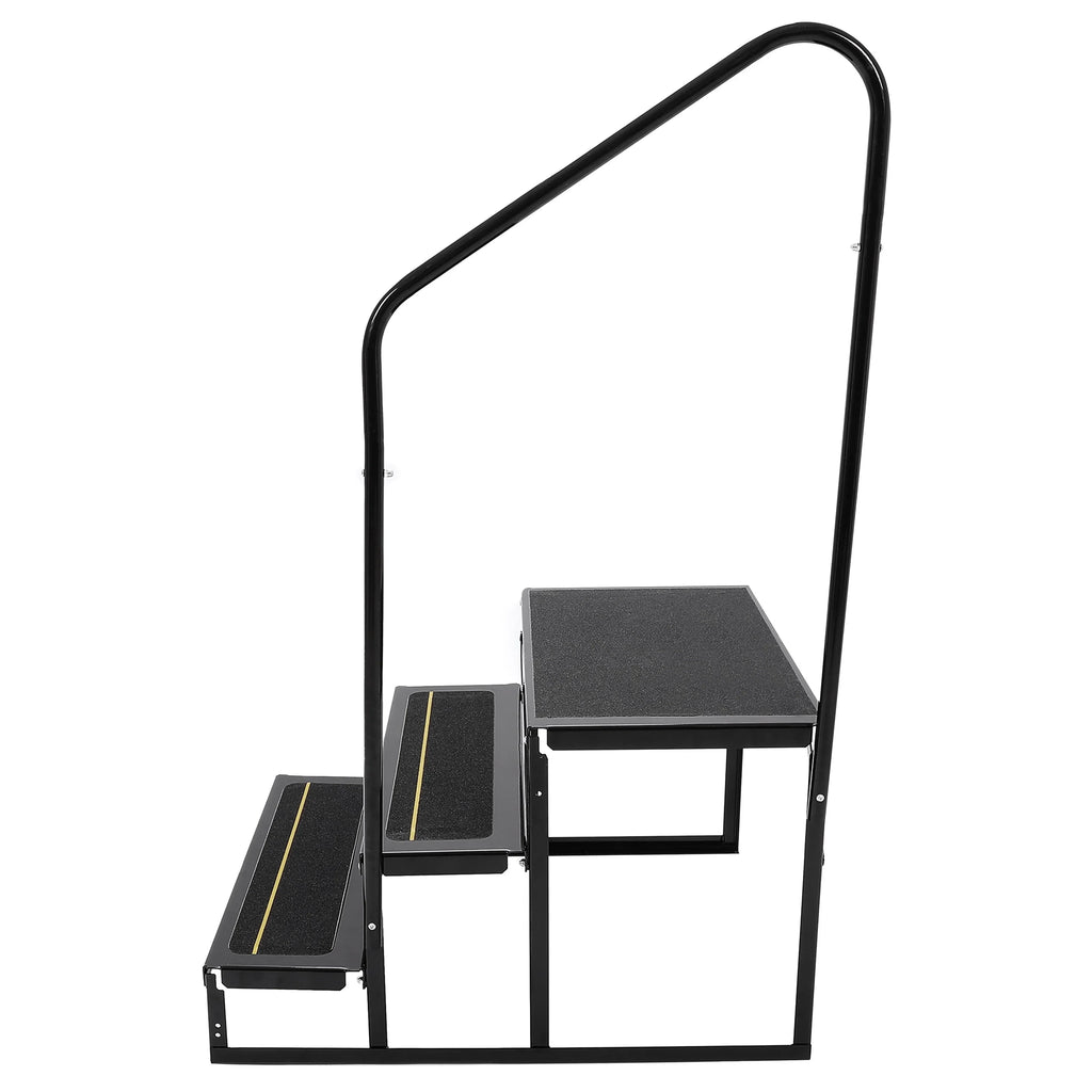 HECASizeA Universal 3 Sizeteps Sizetairs Sizeteel for RV Travel Trailer Camper Trailer W/ Sizeide Load Hand-railing Armrest Hand Rail