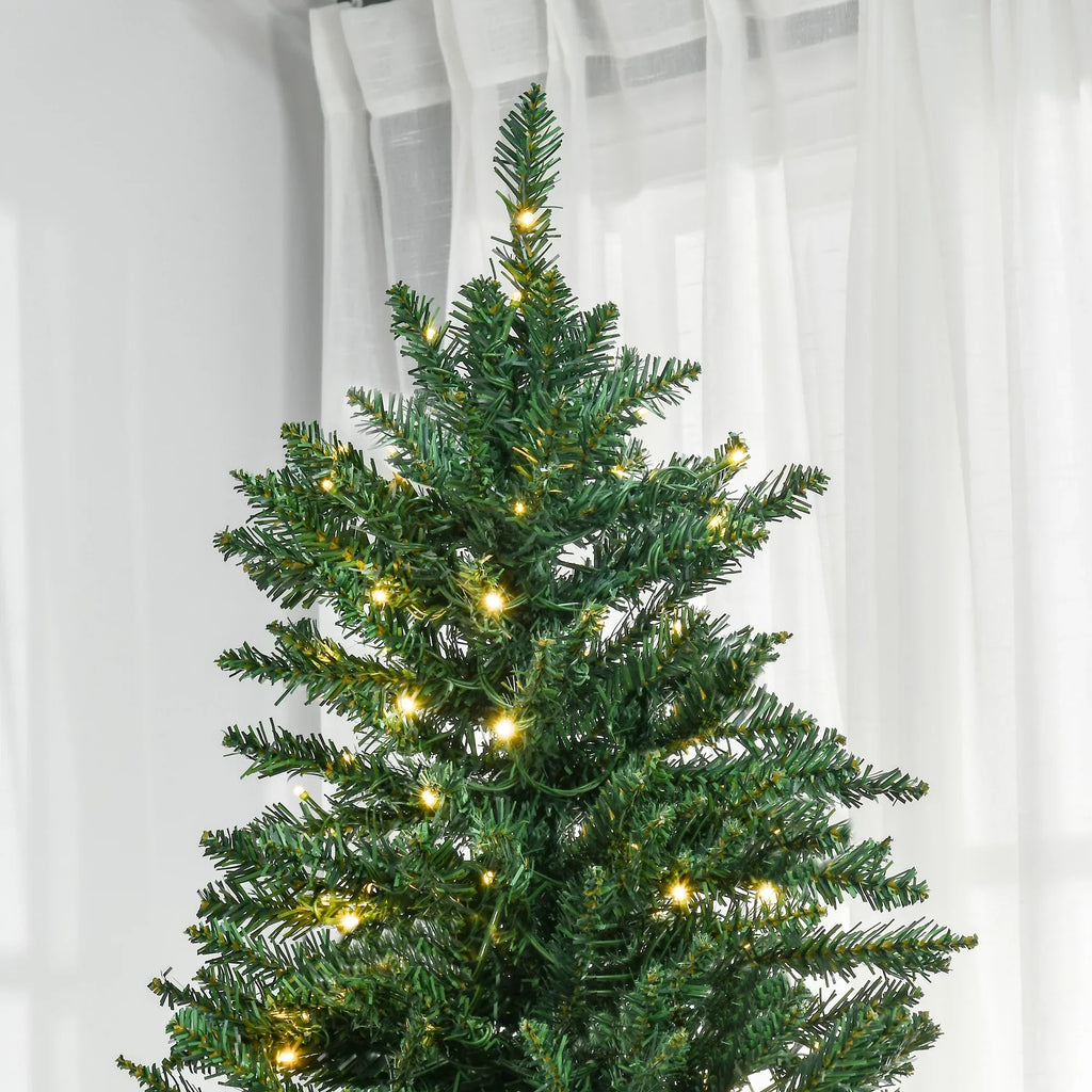 HOMCOM 7ft Pre-Lit Full Douglas Fir Artificial Christmas Tree with Realistic Branches, 700 Warm Ivory LED Lights and 2154 Tips