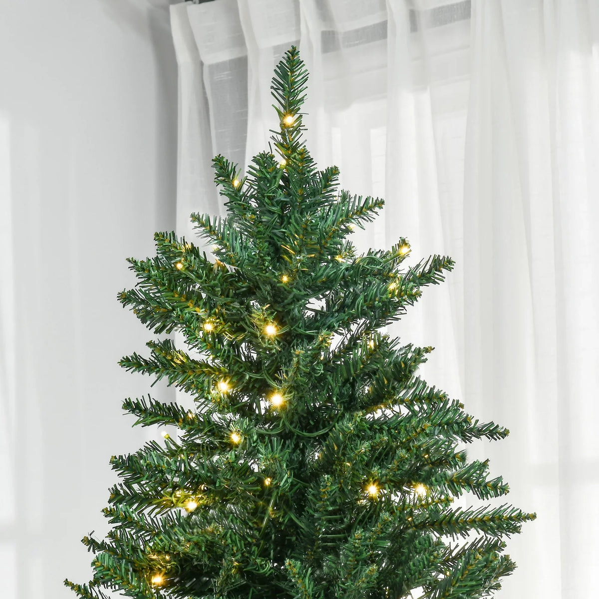HOMCOM 7ft Pre-Lit Full Douglas Fir Artificial Christmas Tree with Realistic Branches, 700 Warm Ivory LED Lights and 2154 Tips