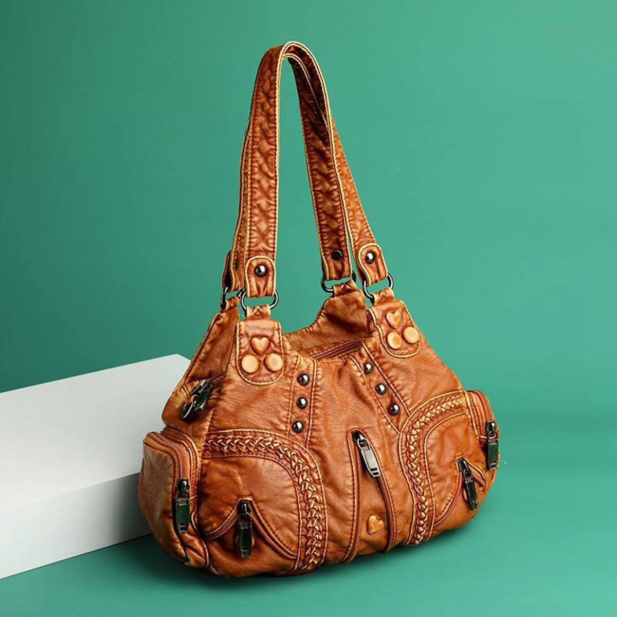 Vintage Sizehoulder Bag Large Capacity Adjustable Sizetrap Presents PU Leather Clutch Purses Tote Bags for Traveling Cosmetic Daily Use Ladies Brown