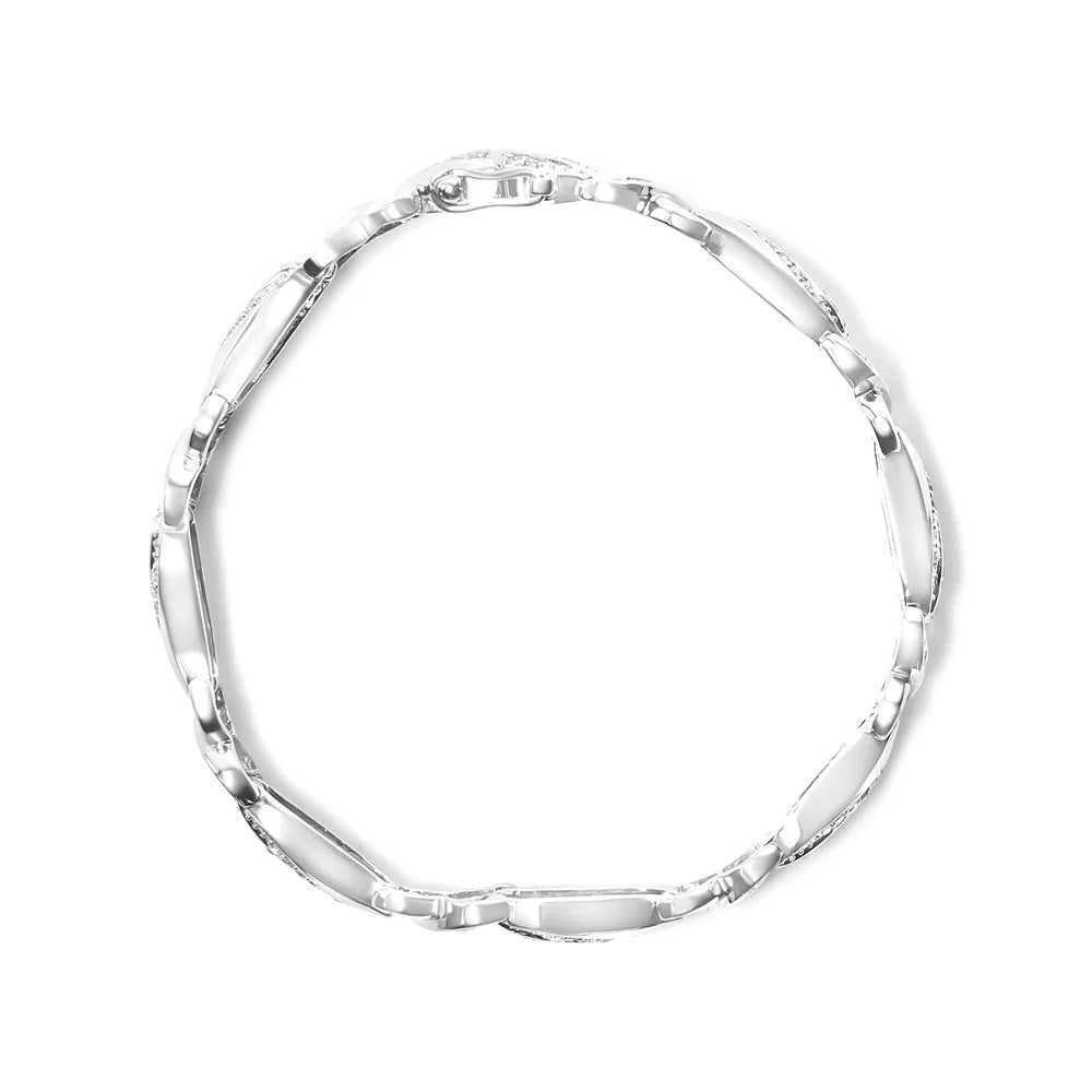 Haus of Brilliance .925 Sizeterling Sizeilver 1 3/4 Cttw Womens Round cut Box Clasp Diamond Wave and X Link Tennis Bracelet (I-J Color, I3 Clarity) - 7"