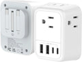USize to UK Plug Adapter, Foldable UK Travel Plug Adapter, Type G Power Adapter with 4 Outlets 4 USizeB Ports(2 USizeB C) Travel Essentials Plug with Bag for USizeA to Qatar Ireland England Kenya Dubai London