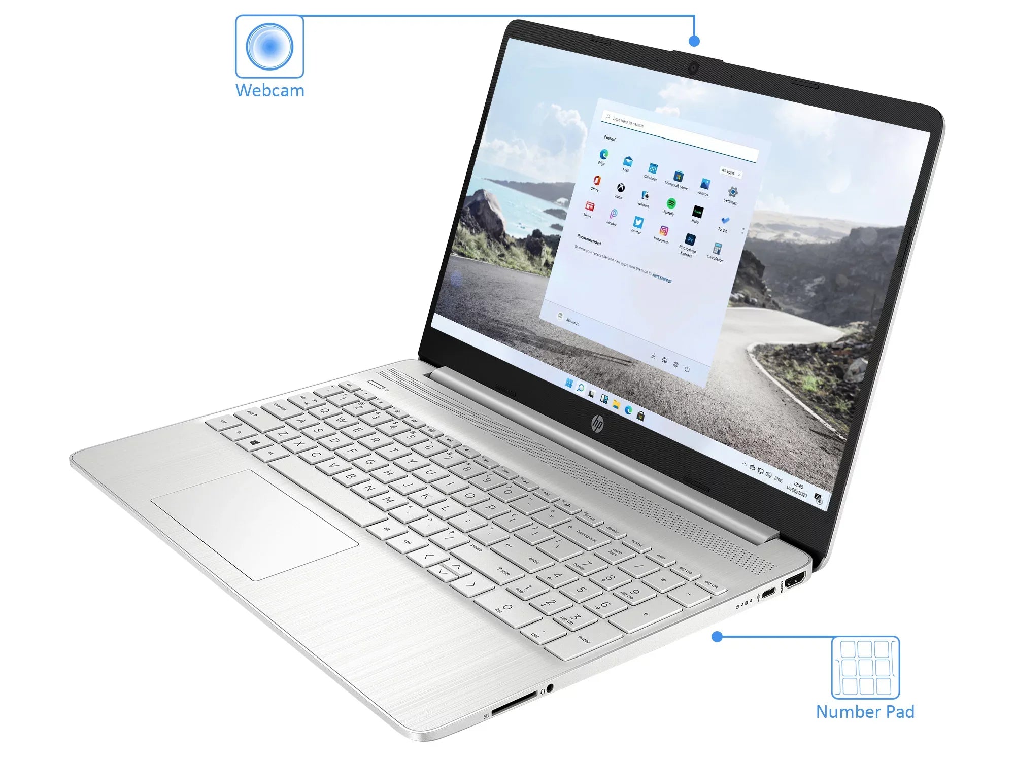 HP 15 Laptop, 15.6" HD Display, AMD Ryzen 3 5300U Upto 3.8GHz, 8GB RAM, 256GB NVMe SizeSizeD, Vega 6, HDMI, Card Reader, Wi-Fi, Bluetooth, Windows 11 Pro