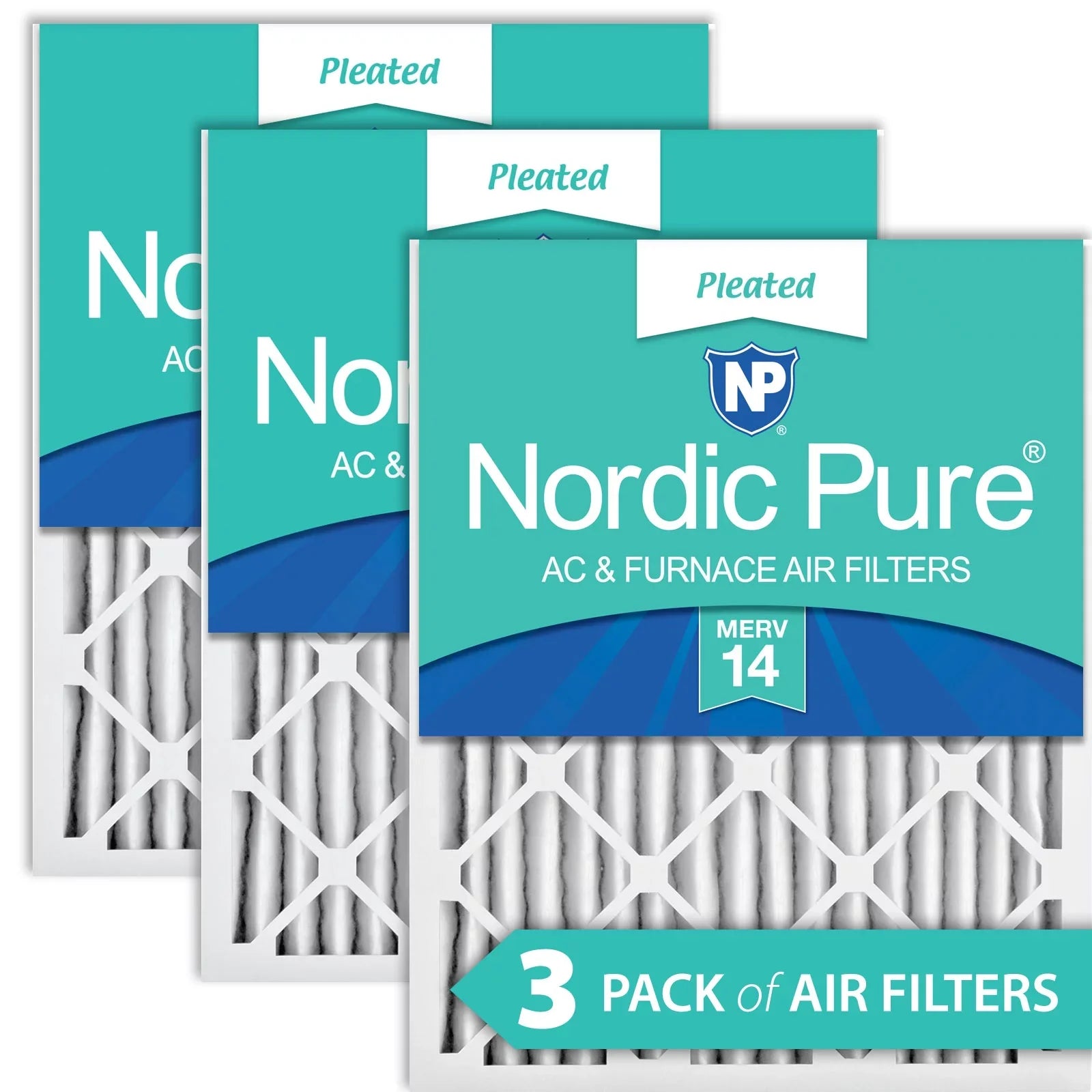 Nordic Pure 24x30x2 Pleated MERV 14 Air Filters 3 Pack