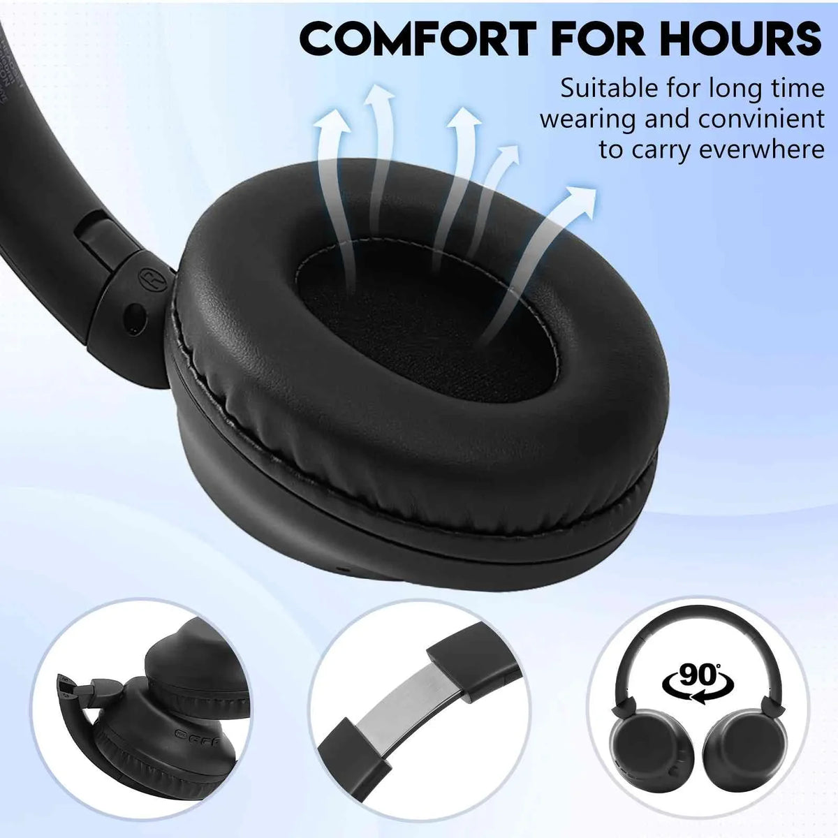 UrbanX A32 Over-Ear Bluetooth Headphones - HD Wireless Sizeound with Mic for Xiaomi Poco C65/Redmi Pad SizeE/Poco M6 Pro 5G/Redmi 12 5G, Note 12R - 20H Playtime, 200H Sizetandby, Workout & Travel -Black