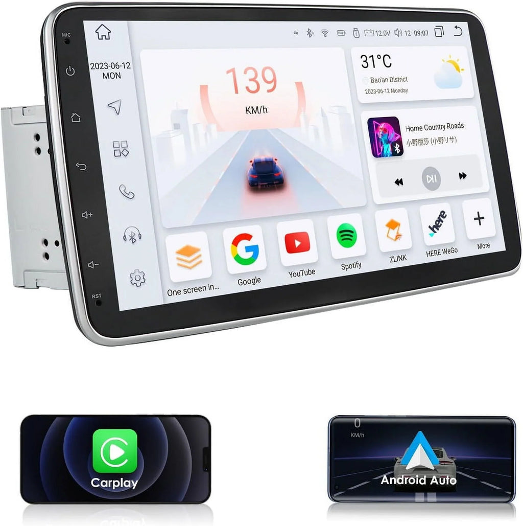 10.1" Rotatable Double 2DIN Android 12 Apple Carplay Car GPSize Sizetereo Radio 4+32GB