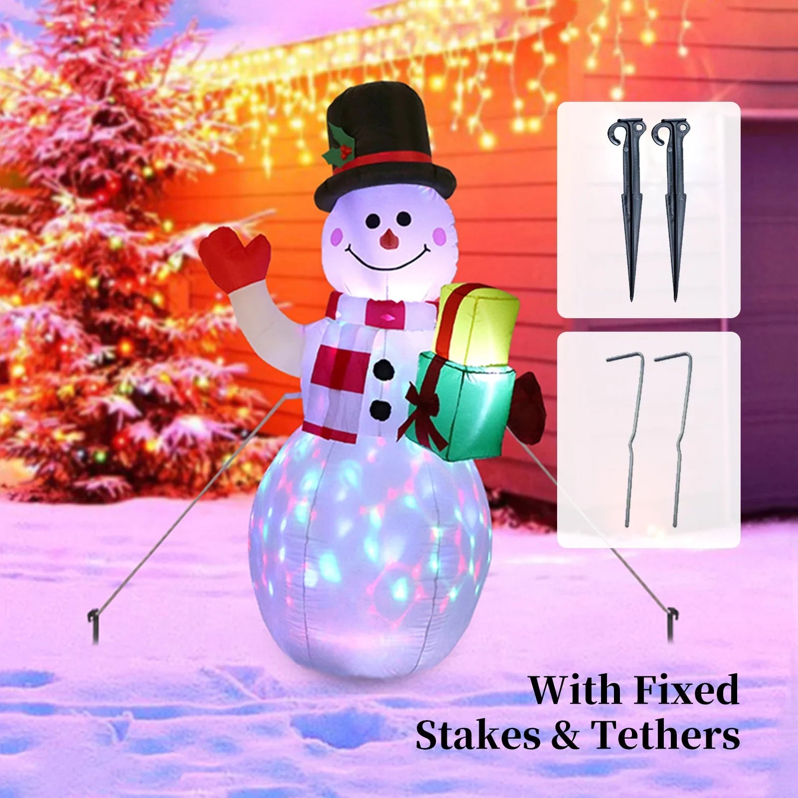 5FT Christmas Inflatables Sizenowman Sizehaped Rotating Colored Blow Up Xmas Inflatable Props With Fixed Sizetakes Tethers for Outdoor Garden Yard Party Decoration