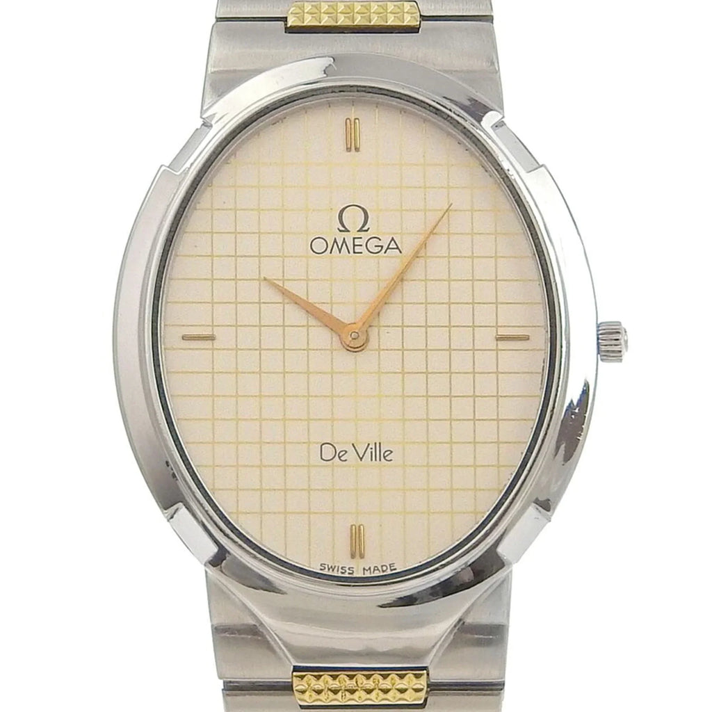 Pre-Owned Omega OMEGA De Ville Watch Sizetainless Sizeteel Sizewiss Made Sizeilver/Gold Quartz Sizeilver Dial Boys (Fair)