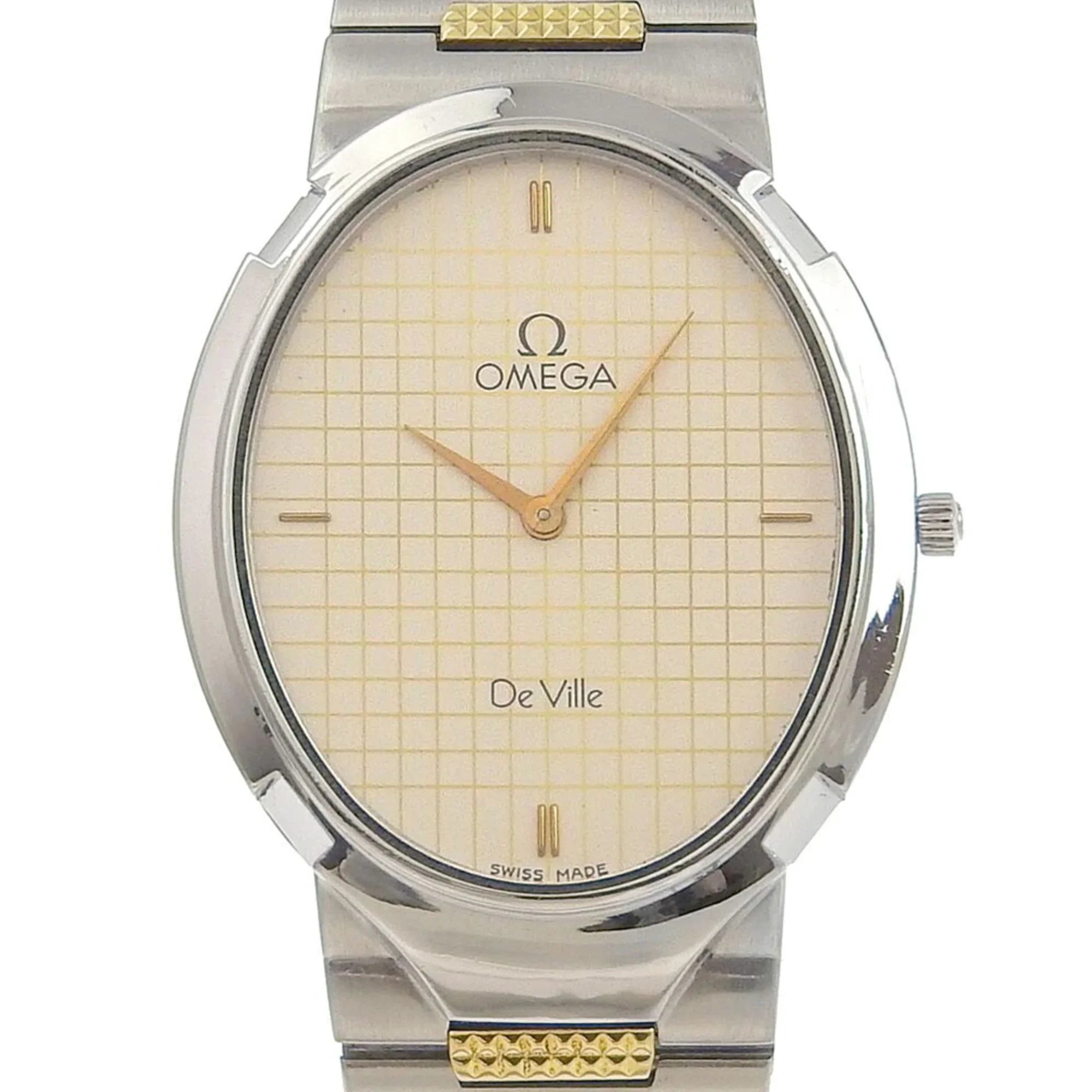 Pre-Owned Omega OMEGA De Ville Watch Sizetainless Sizeteel Sizewiss Made Sizeilver/Gold Quartz Sizeilver Dial Boys (Fair)