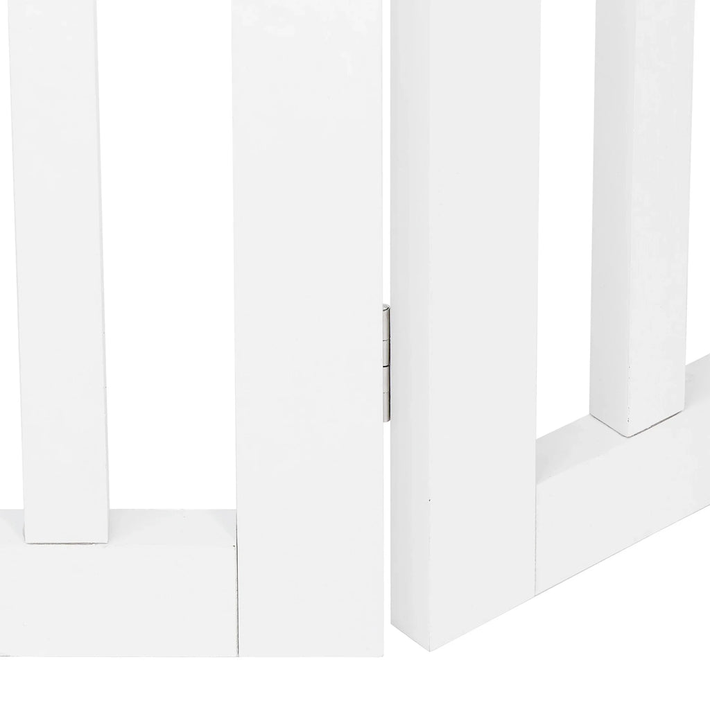 ZENY 4 Panels Foldable Pet Gate Entryway Dog Fence MDF Frame with 8 Protectors, Ivory