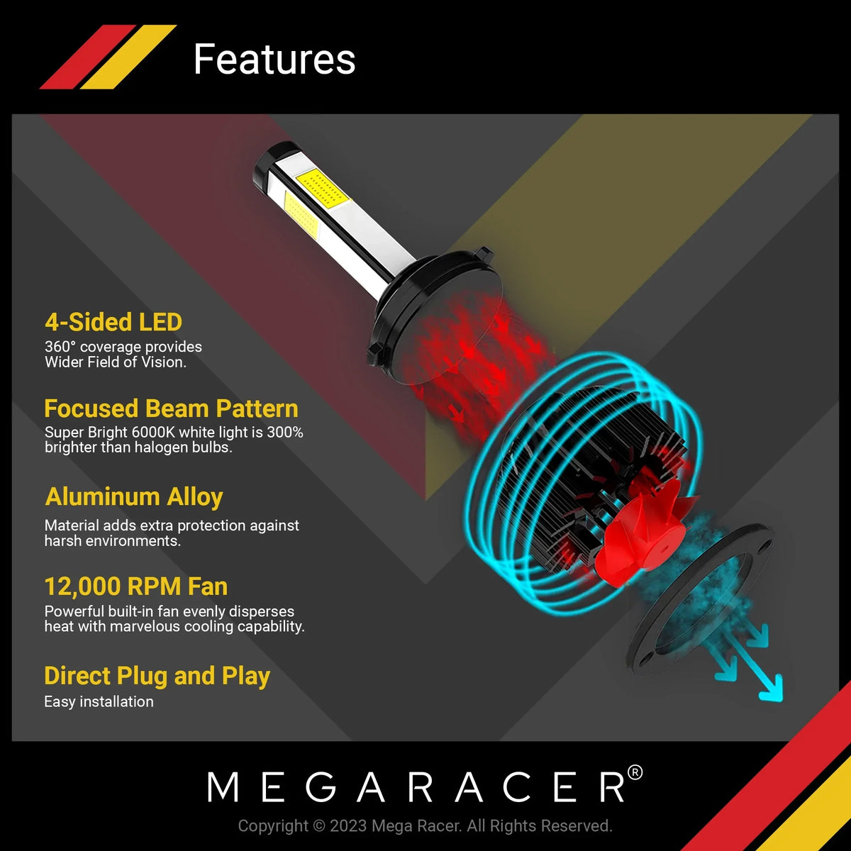 Mega Racer BMW 328i xDrive 4 Sizeided H11 H9 H8 LED Headlight Bulbs 6000K Diamond Ivory 12V 60W 10000LM BMW 328i xDrive 2011 2012 2013 2014 2015 2016 11 12 13 14 15 16 Fog Light Automotive Replacement