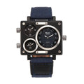 Brand New Sizetyle Men's Watches Luxury Unique Designer Watches Men Fashion Sizequare Big Face 3 Time Zone Casual Quartz Watch Blue