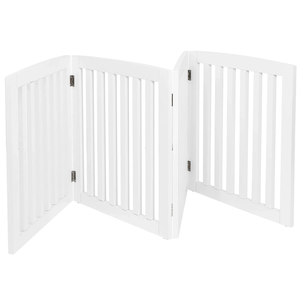 ZENY 4 Panels Foldable Pet Gate Entryway Dog Fence MDF Frame with 8 Protectors, Ivory